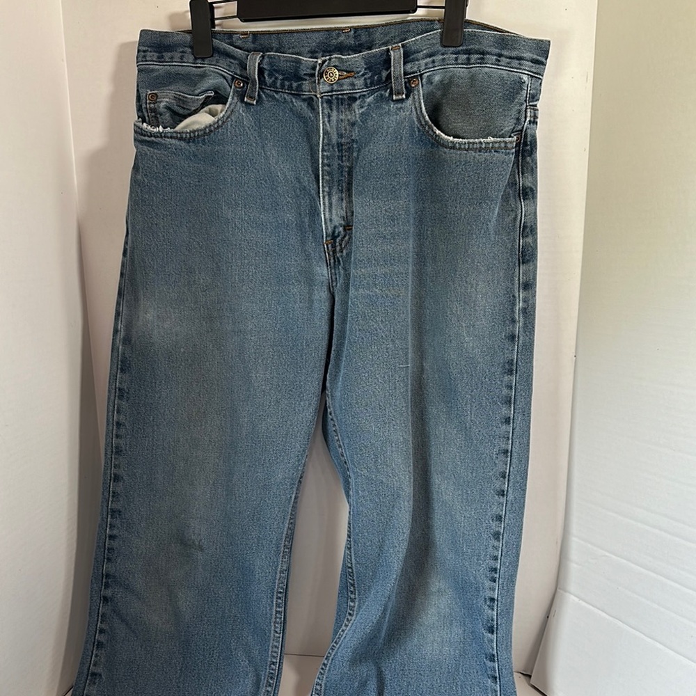 Faded glory relaxed fit distressed blue jeans size 36 x34